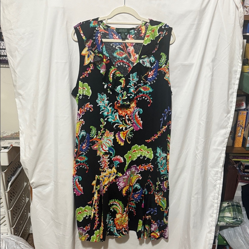 Lauren Ralph Lauren Black Floral Midi Dress